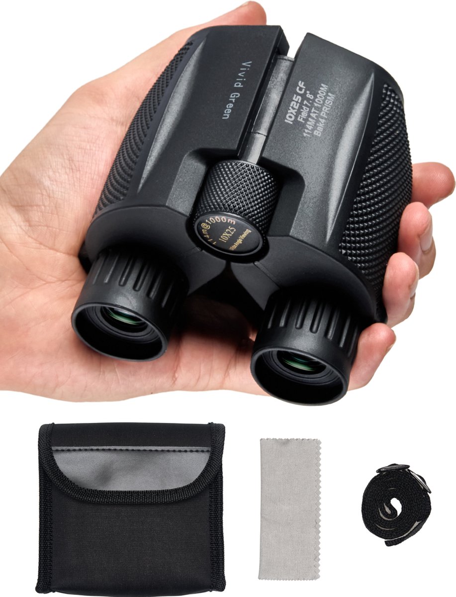 Verrekijker voor volwassene inclusief draagtas - Compact - 10x25 - Verrekijkers - Zwart