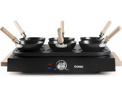 DOMO DO8719W Wok party set - 6 personen - Ook voor pannenkoeken - 1000 W - Houten handvaten