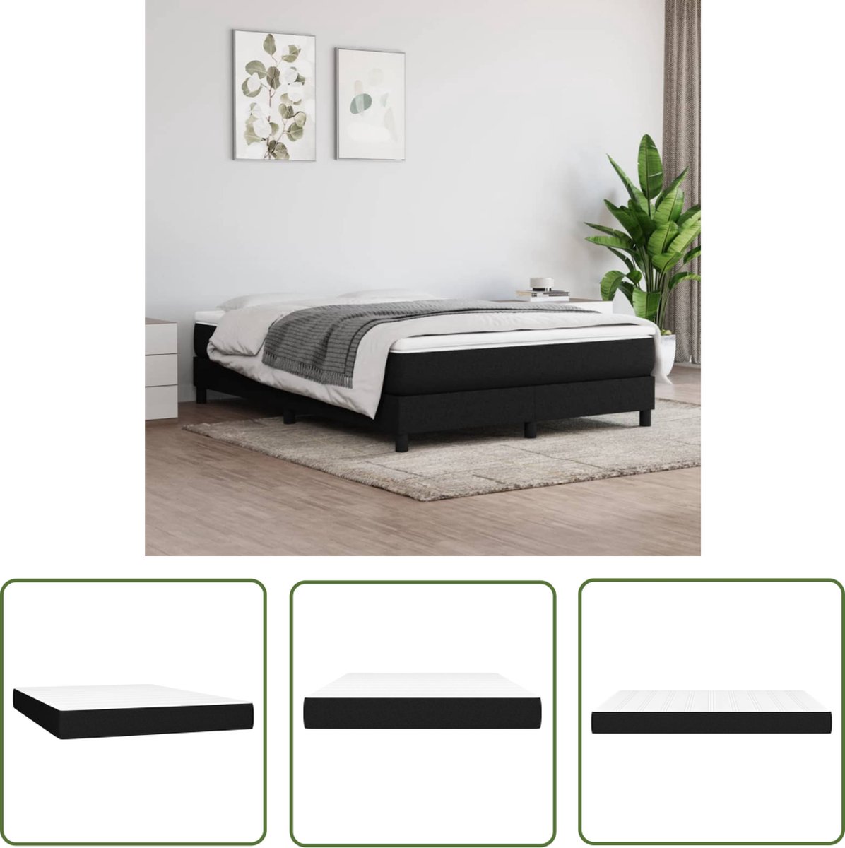 vidaXL Matras - Pocketveringmatras - Pocketveringmatras 140x190x20 cm stof zwart - Pocketveren - Comfortabele Matras - Middelharde Matras