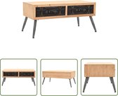 Table basse rétro The Living Store - Epicéa Massief - 110 x 55 x 50 cm - Avec 2 tiroirs - Design Vintage