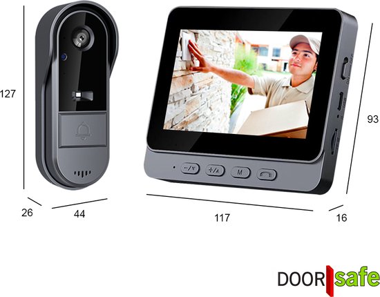Doorsafe 4100 - draadloze camera deurbel - 4.3″ kleurenscherm - deurbel op accu - 100% Privacy, gemak & eenvoud - 16Gb opslag op SD-kaart van Doorsafe — afbeelding 4