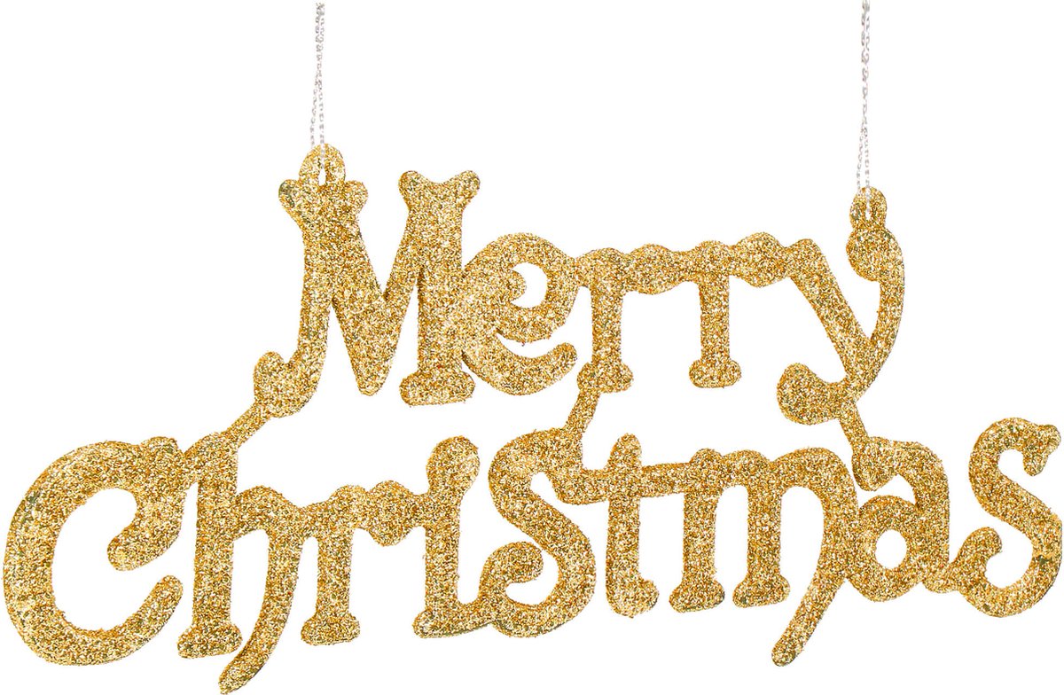 springos Kersthanger | Kerstversiering | Kerstdecoratie voor binnen | Merry Christmas | 2 stuk Goud