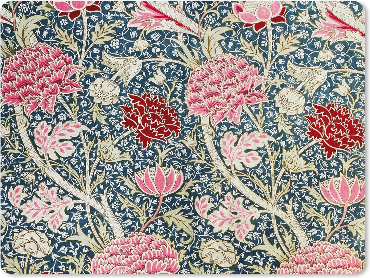 Muismat XXL 80x60 cm - Bureau onderlegger - Bureau mat Bloemen - Vintage - Roze - Botanisch - Bureaumat - Gaming mousepad xl - Bureaulegger groot - Computer deskmat
