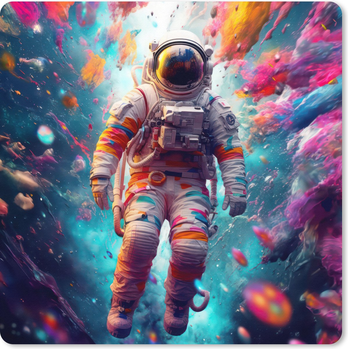 Muismat XXL 40x40 cm - Bureau onderlegger - Bureau mat Neon - Meteoriet - Neon - Astronaut - Bureaumat - Gaming mousepad xl - Bureaulegger groot - Computer deskmat - Geschikt voor Gaming Muis en Gaming PC set-up