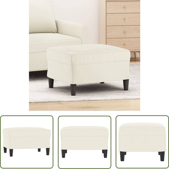 The Living Store Voetenbank - Fluweel - 60 x 50 x 41 cm - Crème - Stabiel frame