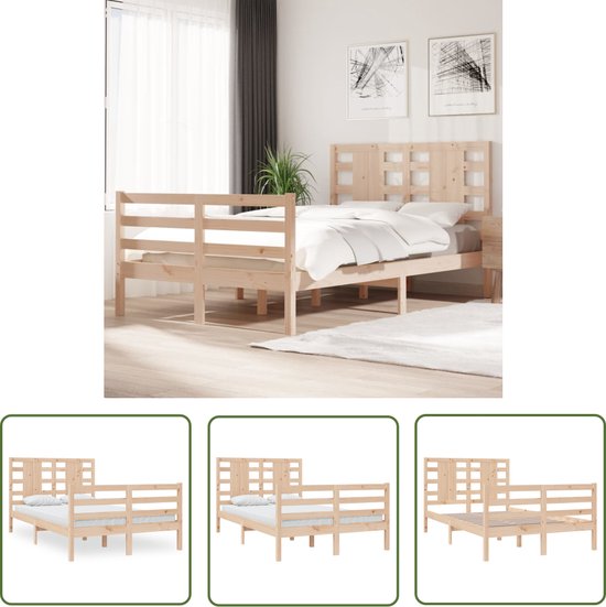 vidaXL - Bed frame - Lichtbruin - Massief grenenhout - 120x200 cm