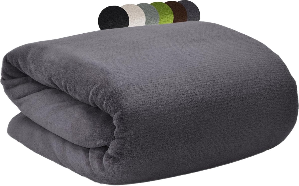 Knuffeldeken 150 x 200 cm - Warme Fleece Deken - Donzige Woondekens en Bedspreien - Antraciet