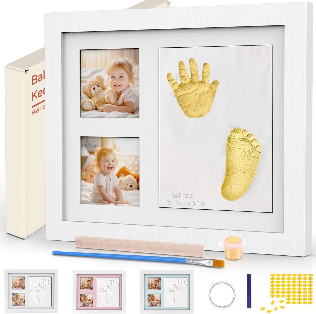 Voetafdrukset voor baby's - gipsafdruk van hand en voet met letter- en cijfervormen