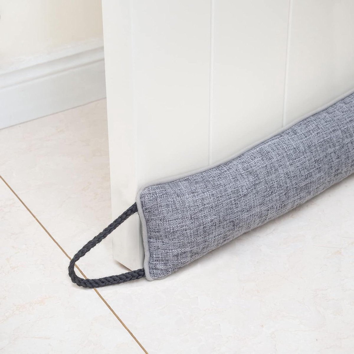 Decoratieve Windstopper 122cm voor Deur & Raam - Tochtstopper Geluidsblokker - Grijs 48"