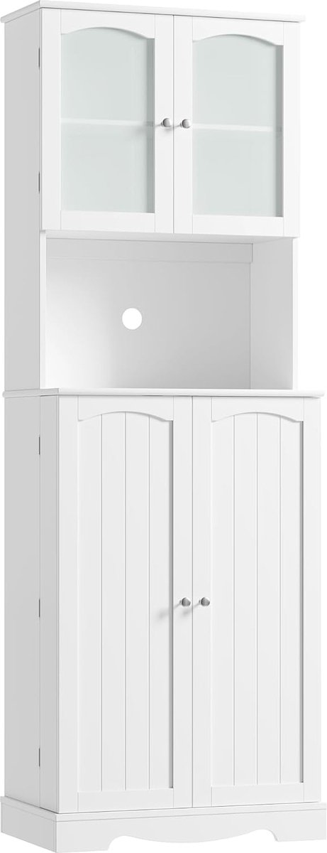 Multifunctionele Keukenkast met Magnetronplank en Verstelbare Planken Hoge Kast met Kabeldoorvoer Ideaal voor Woonkamer Eetkamer of Bar 181x60x40 cm