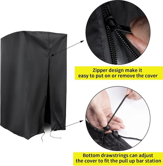Housse De Protection Pour Station De Traction/dips - Tissu Oxford 420D étanche - Fermeture éclair, Tailles Disponibles (ex: 102x107x163 Cm)