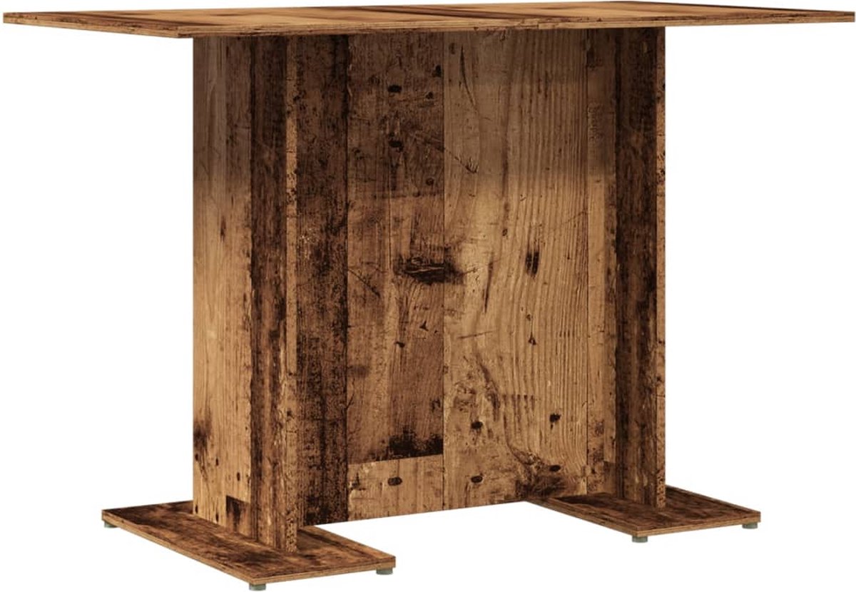 vidaXL Eettafel - 110x60x75 - cm - bewerkt - hout - oud - houtkleurig oud hout