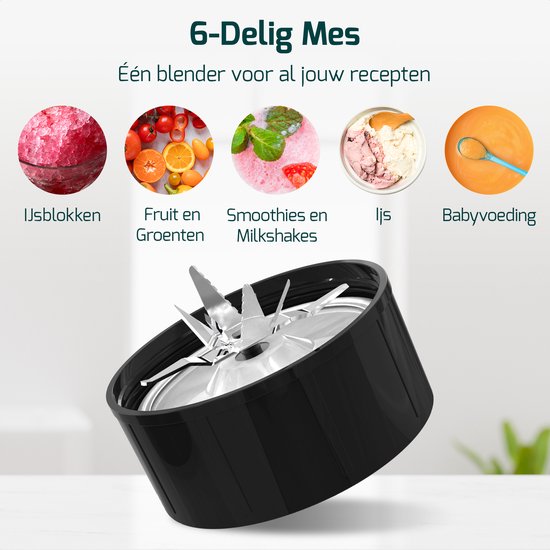 FITAGE Blender - Smoothie Maker - 500w Blender to Go - Blenders - 2x 650ml Smoothie Beker