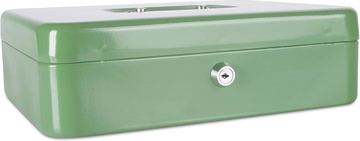 Extra grote geldcassette - 300 x 90 x 240 mm, groen - Veiligheidsslot en handvat