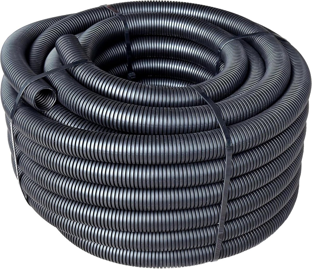 AUPROTEC Gegolfde buis, zonder sleuf, 2 tot 50 m, lege buis voor aardkabel, gegolfde buis, UV-bestendig, kabelbeschermingsslang, zwart, binnendiameter 4,5 mm, lengte 5 m