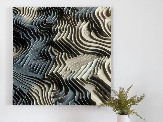 Abstract relief schilderij | Sculpturaal meesterwerk van vormen en ...