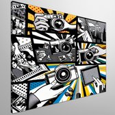 Pop art zwart wit schilderij | Monochrome stijlvolle weergave van iconische popcultuur in zwart-wit | Kunst - 100x100 centimeter op Canvas | Foto op Canvas