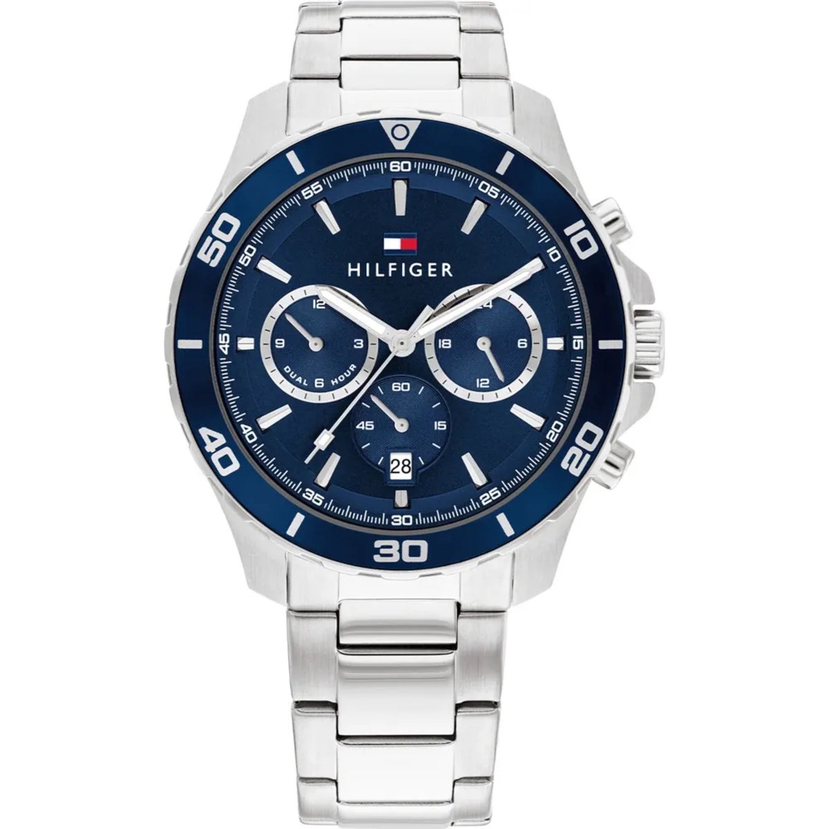 Tommy Hilfiger TH1792094 Jordan Heren Horloge - Mineraalglas - Staal - Zilverkleurig - 43 mm breed - Quartz - Vouw-Vlindersluiting - 5 ATM (douchen)