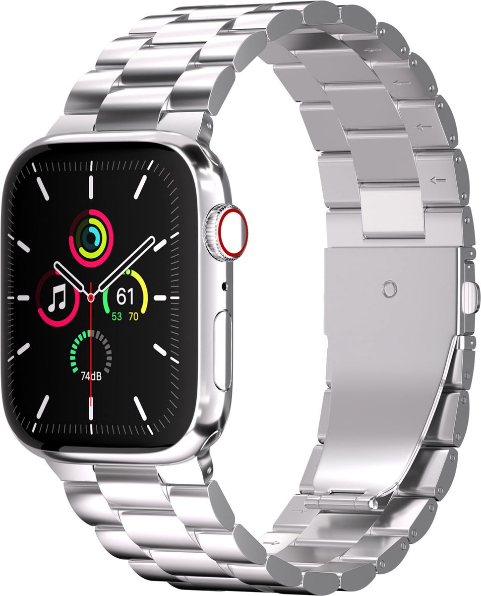 iMoshion Bandje Geschikt voor Apple Watch Bandje Series 1 / 2 / 3 / 4 / 5 / 6 / 7 / 8 / 9 / SE / Ultra (2) - 42 / 44 / 45 / 49 mm - iMoshion Stalen band - Zilver