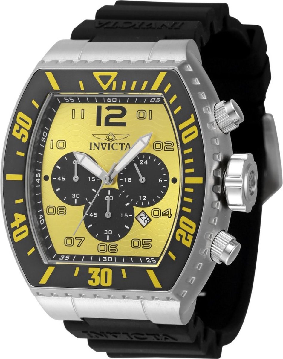 Invicta Pro Diver 47287 Heren Horloge - Waterdicht - Analoog - Quartz Uurwerk - Roestvrij Staal met Gele Wijzerplaat - 51mm