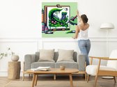 Pixel art mos schilderij | Verdwaal in het betoverende groen van pixel art mos | Kunst - 30x30 centimeter op Dibond | Foto op Dibond