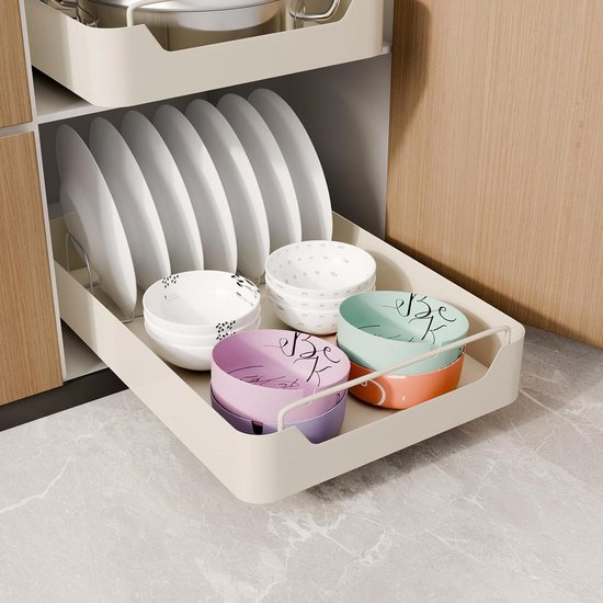2 STKS Heavy Duty uitschuifbare lade organizer voor keukenkast en badkamer boorvrij uittrekbare kast organizer met opbergplanken (wit 30 cm