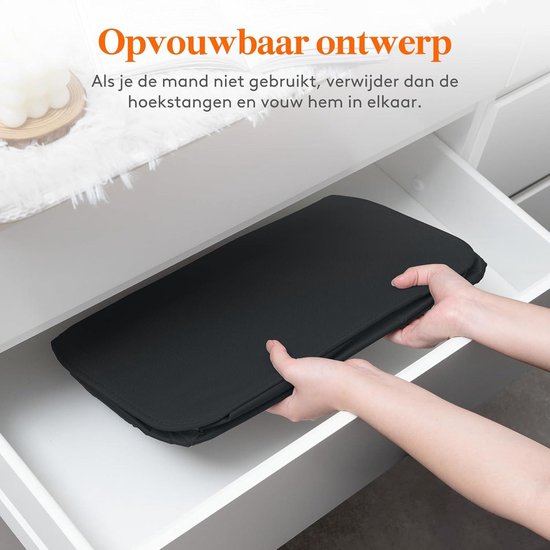Slanke Wasmand 65L - Kleine Wasmand Met Deksel - Vuile Was Smalle Inklapbare Kledingopberger Makkelijk Draagbaar Verlengde Handvatten Grote Wasmand Voor Slaapkamer Wasserij Zwart 1 Stuks