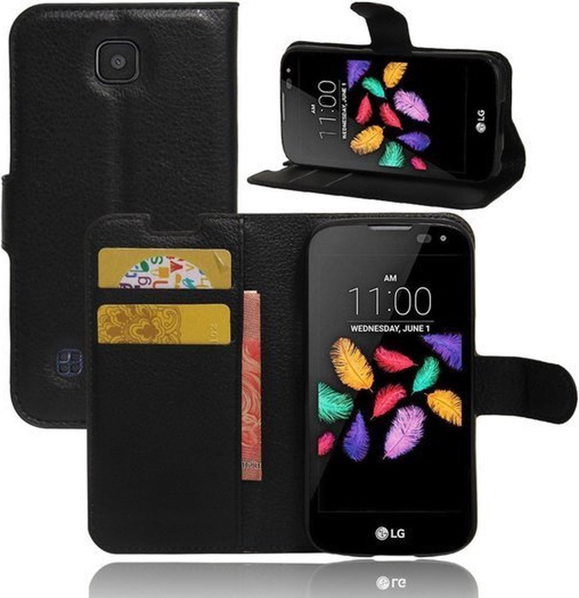 LG K3 Hoesje Met Pasjeshouder Bookcase Zwart