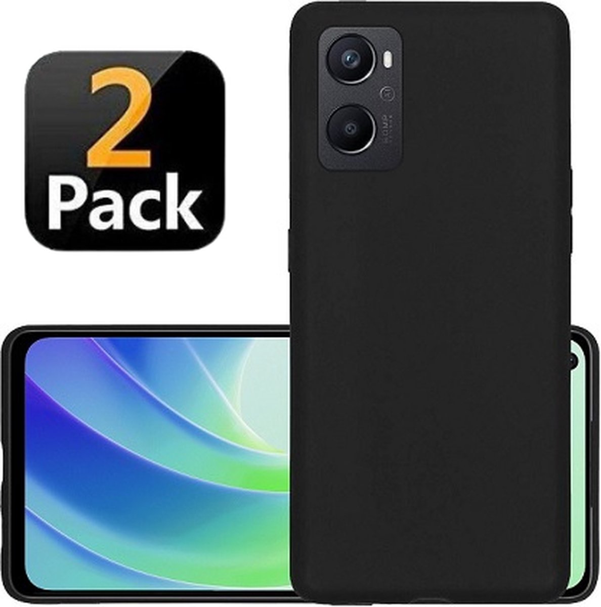 Oppo A96 Hoesje Siliconen TPU Zwart 2x