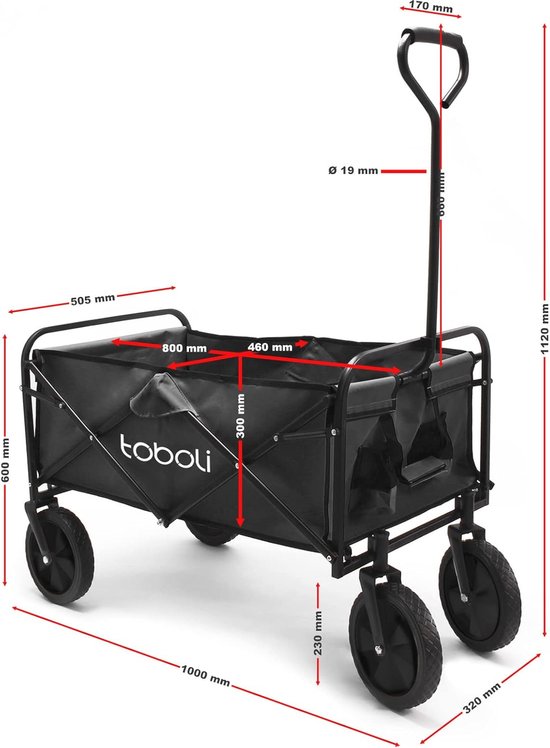 Opvouwbare bolderkar voor transport tot 100 kg - Offroad handkar voor strand, park en tuin van MaxxGarden — afbeelding 4