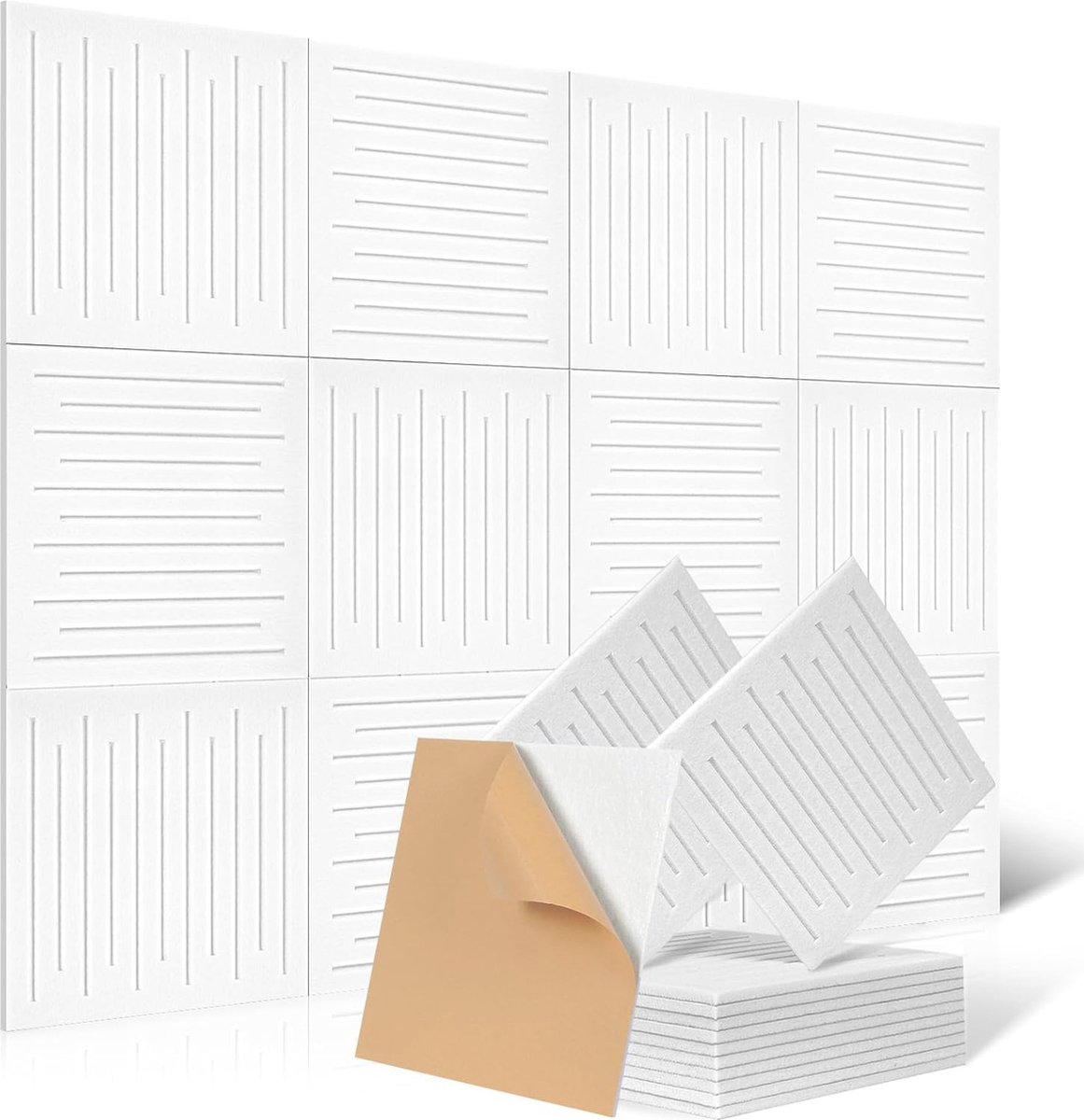 Zelfklevende akoestische panelen 12 stuks - Geluidsisolatie en geluidsabsorptie voor woonruimtes en studio's
