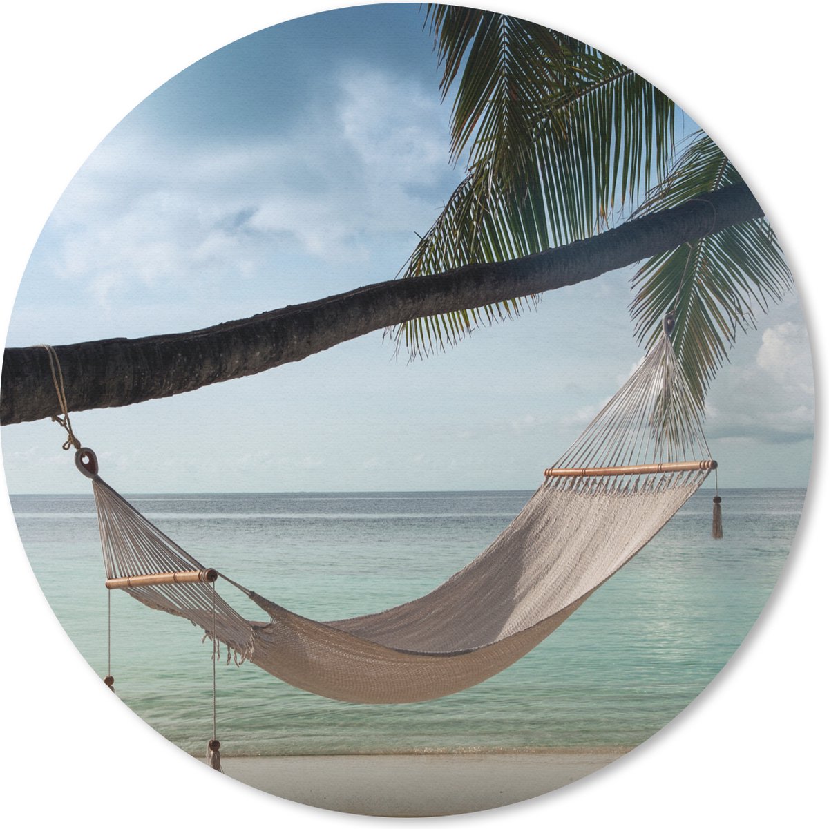 Muismat rond 30x30 cm - Mousepad Palmboom - Hangmat - Strand - Ronde muismatten