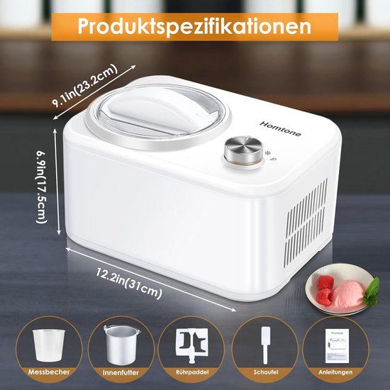 IJsmachine 0,8 L met Compressor voor Zelfgemaakt IJs, Sorbet en Milkshakes — afbeelding 3