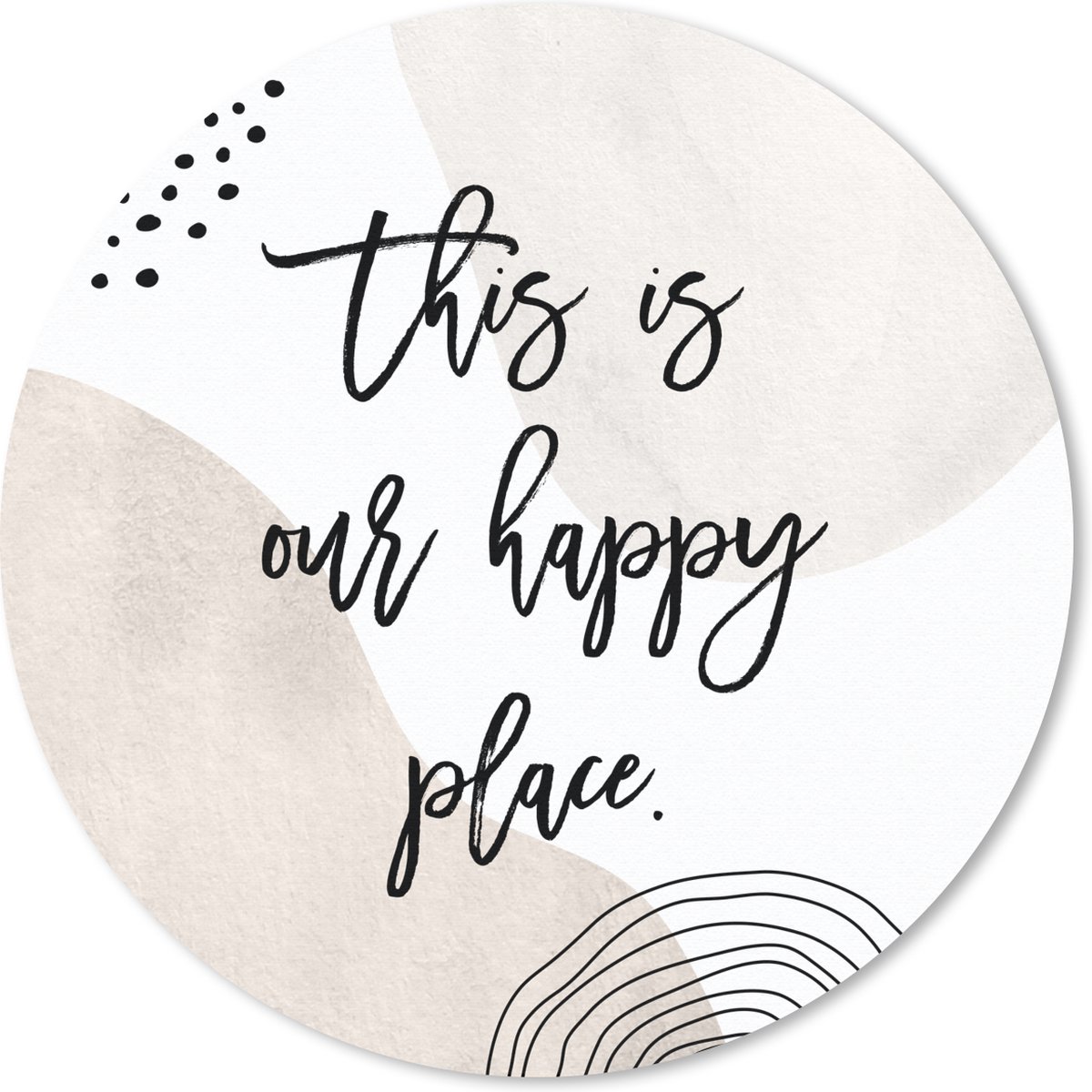 Muismat rond 30x30 cm - Mousepad Happiness - Nieuwe woning - Quote - Ronde muismatten