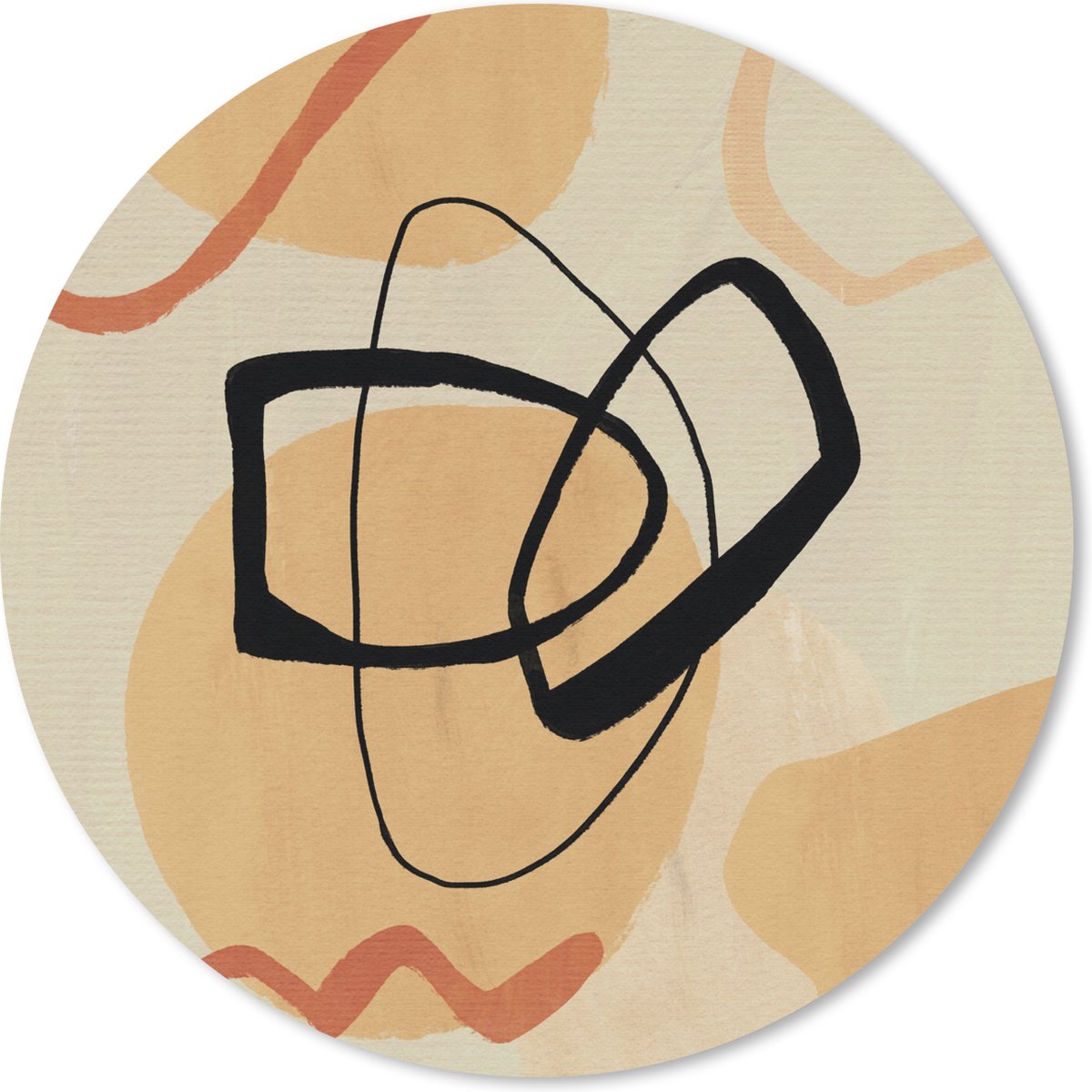 Muismat rond 30x30 cm - Mousepad Zwart - Bruin - Abstract - Ronde muismatten