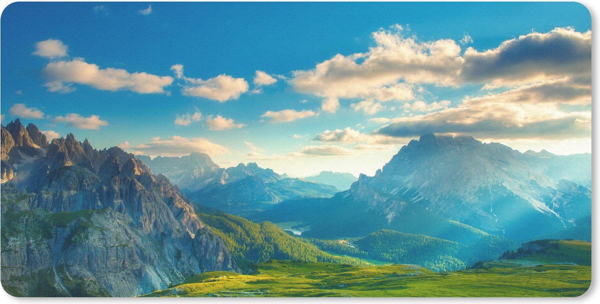 Muismat Alpen - Zonsondergang in de Alpen muismat rubber - 80x40 cm - Muismat met foto