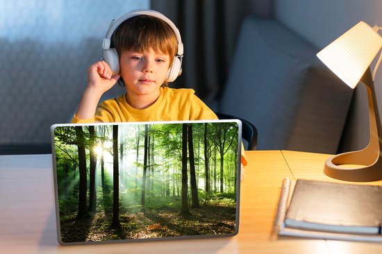 Autocollant pour ordinateur portable - 10,1 pouces - Forêt - Soleil - Feuilles - 25x18cm - Autocollants pour ordinateur portable - Skin pour ordinateur portable - Housse