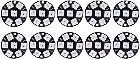 Anneau LED WS2812B - 7 Ou 10 LEDs RGB 5050 - Carte Contrôleur Intégré CJMCU - Idéal Projets Arduino & Décoration Lumineuse