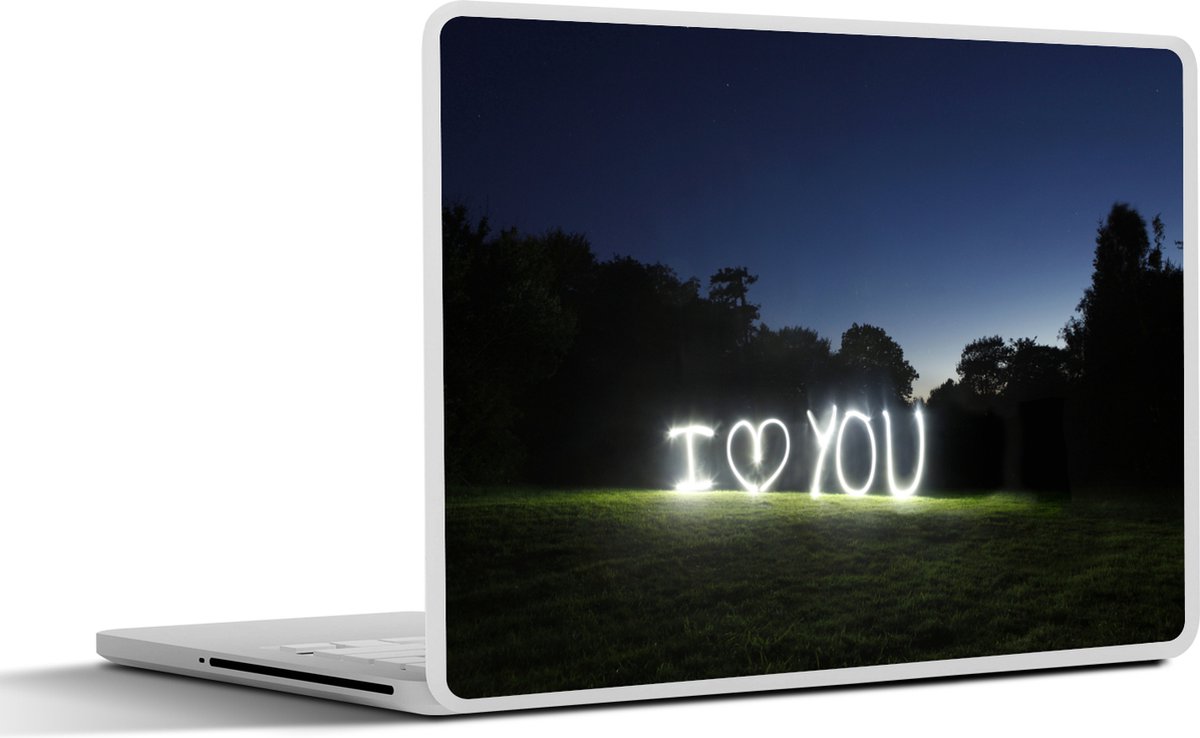 Laptop sticker - 14 inch - De witte en verlichte letters spellen I love you - 32x5x23x5cm - Laptopstickers - Laptop skin - Cover