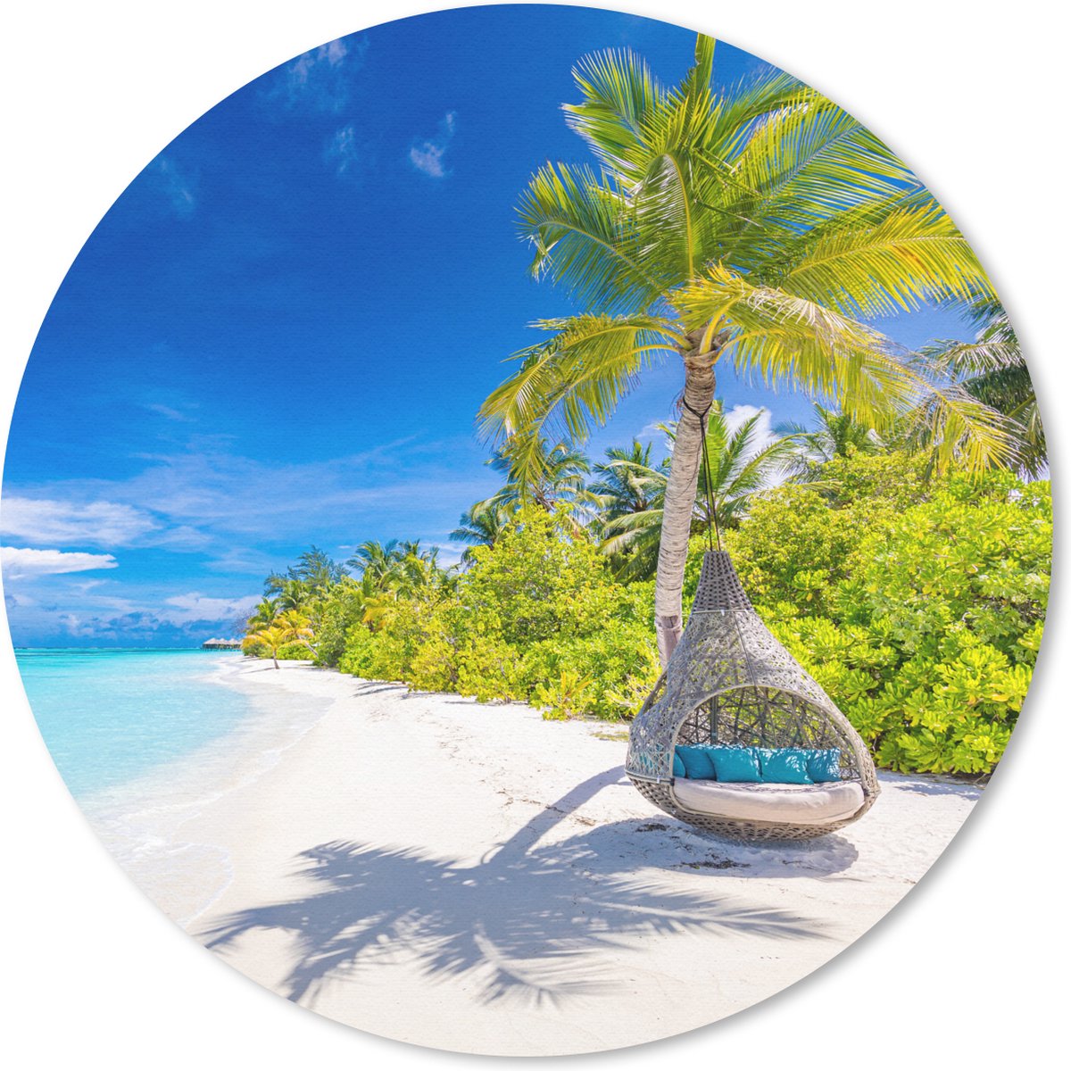 Muismat rond 30x30 cm - Mousepad Strand - Palm - Hangstoel - Ronde muismatten