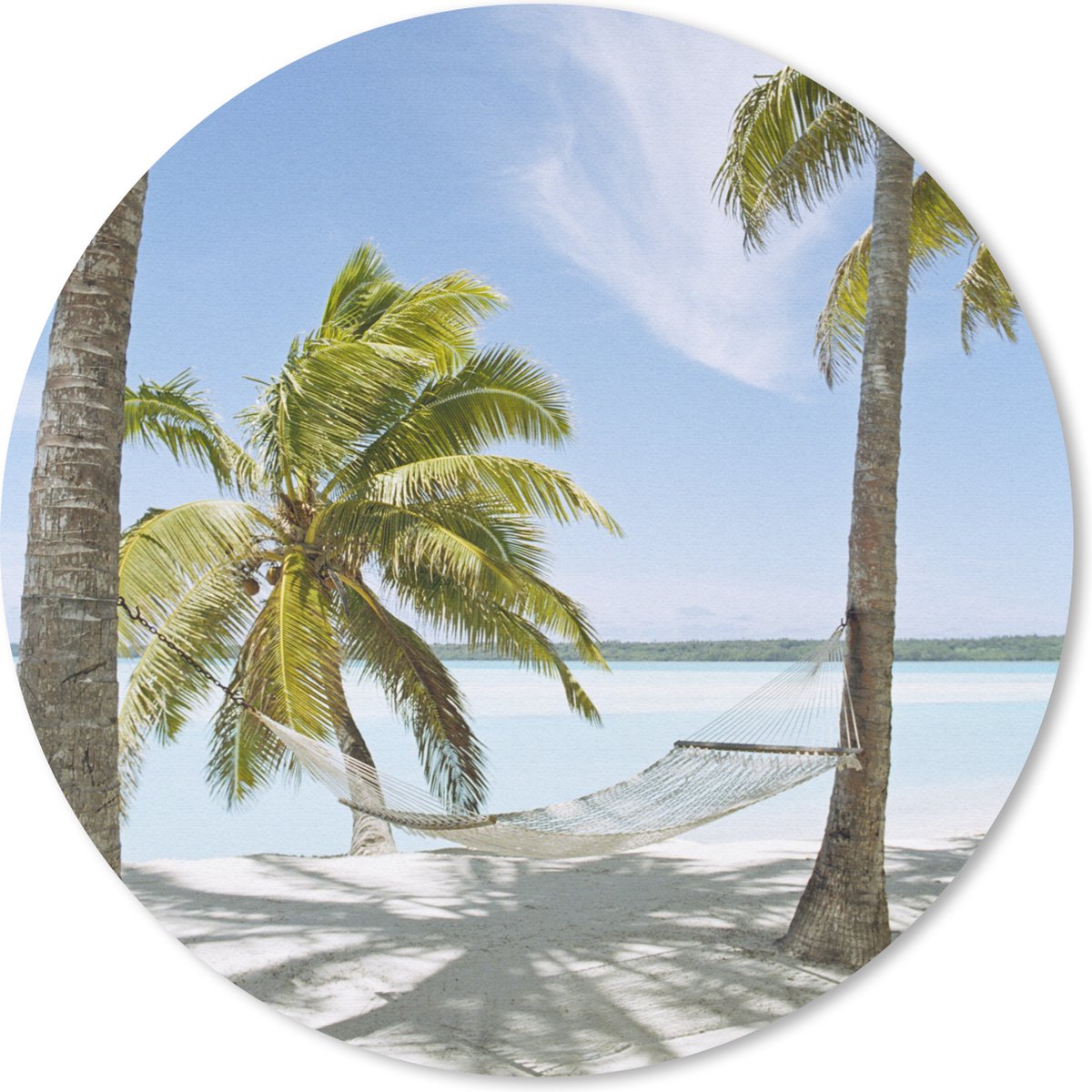 Muismat rond 20x20 cm - Mousepad Palmboom - Hangmat - Zand - Ronde muismatten