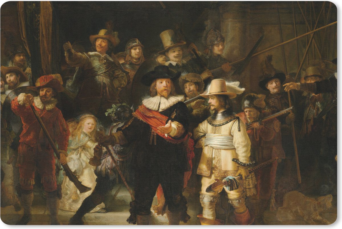 Muismat 27x18 cm - Mousepad De Nachtwacht - Schilderij van Rembrandt van Rijn - Muismatten