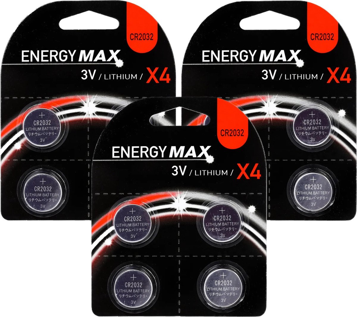 EnergyMax knoopcel batterijen budget voordeelset - CR2032 - 12x stuks