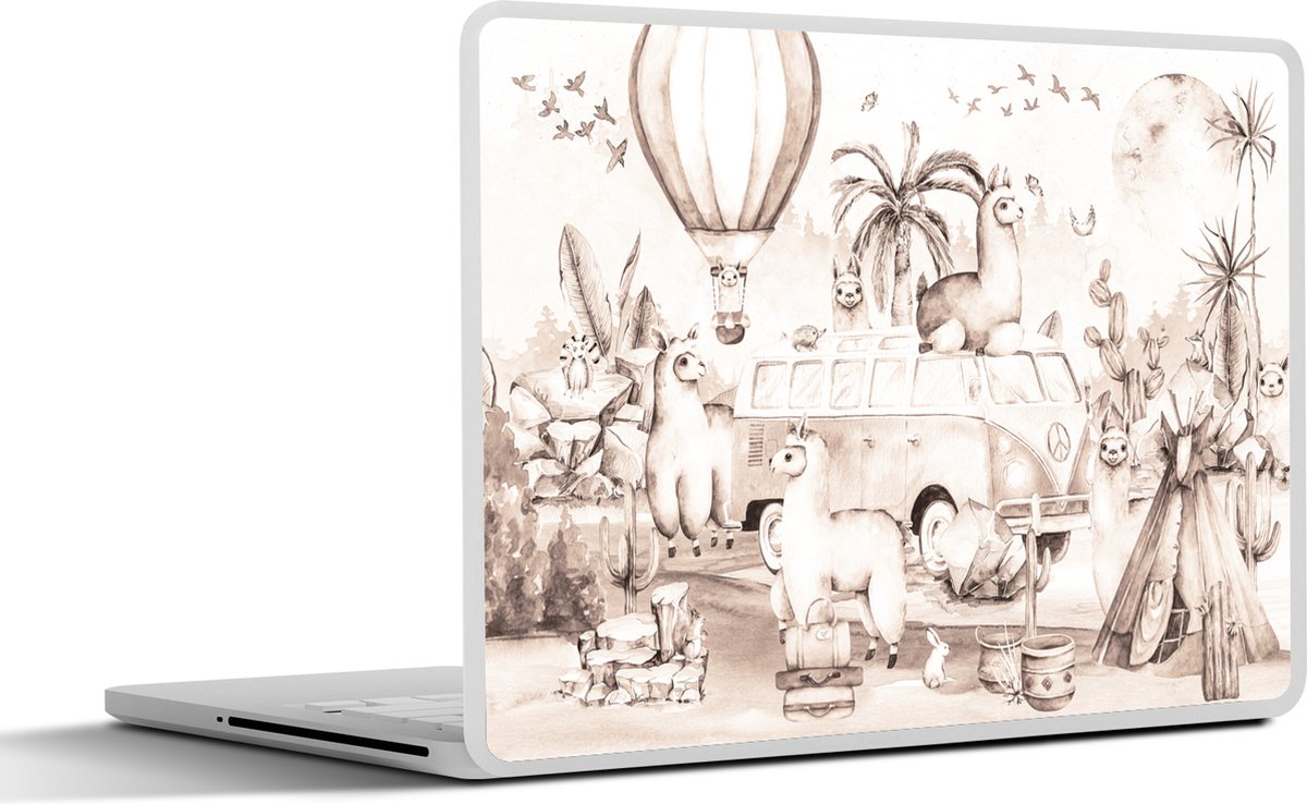 Laptop sticker - 10.1 inch - Kinderen - Alpaca - Luchtballon - Jongetje - Meisjes - 25x18cm - Laptopstickers - Laptop skin - Cover