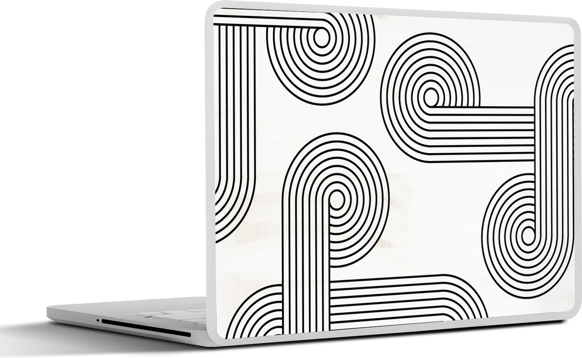Laptop sticker - 11.6 inch - Kunst - Rond - Zwart - Wit - 30x21cm - Laptopstickers - Laptop skin - Cover