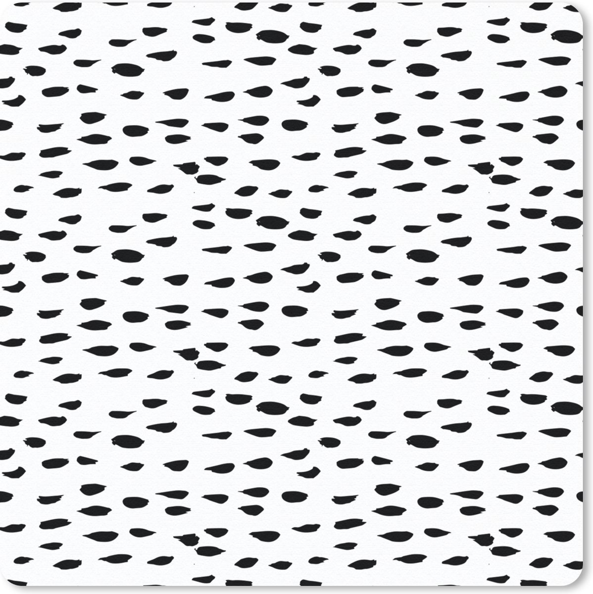 Muismat 20x20 cm - Mousepad Wit - Stippen - Design - Zwart - Muismatten
