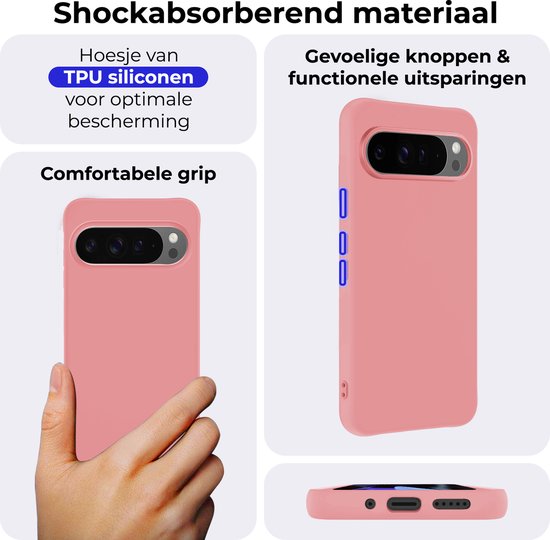 Coque Compatible avec Google Pixel 9 Pro XL Coque Siliconen Case Cover - Coque Compatible avec Google Pixel 9 Pro XL Case Cover Case - Rose Clair