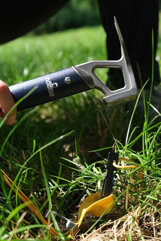 NOMAD® Hamer Tentharingen RVS - 30 CM - 325 GR Tenthamer - Campinghamer - Kampeer Hamer Tent Haring - Multifunctioneel van NOMAD — afbeelding 4