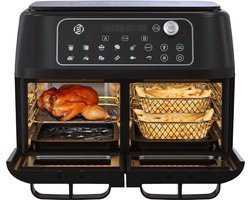 Equivera Dubbele Airfryer - Dubbele Mand - Dual Cook - Heteluchtfriteuse - Verschillende Programma's - Dual Zone - Mega