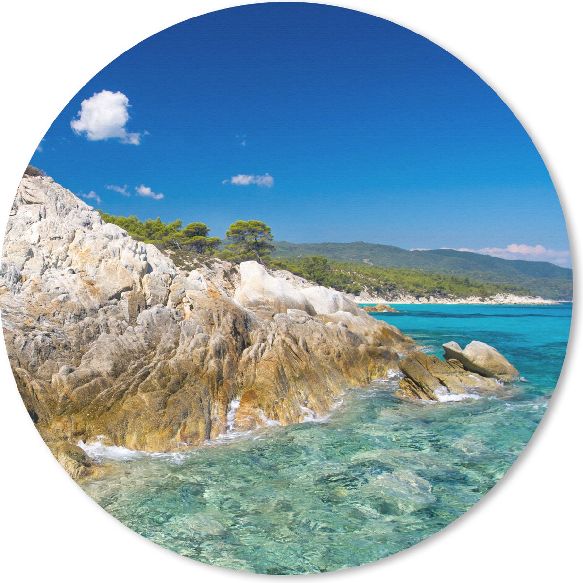 Muismat rond 50x50 cm - Mousepad Zee - Klif - Zomer - Tropisch - Ronde muismatten